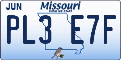 MO license plate PL3E7F