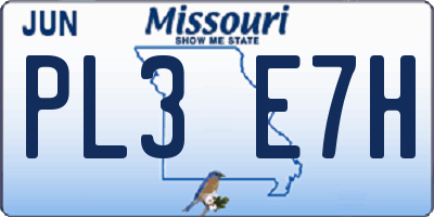 MO license plate PL3E7H