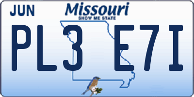 MO license plate PL3E7I