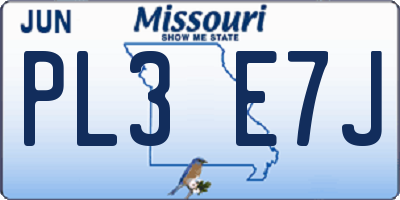 MO license plate PL3E7J