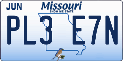 MO license plate PL3E7N