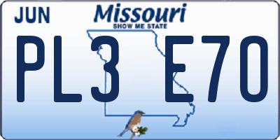 MO license plate PL3E7O