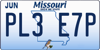 MO license plate PL3E7P