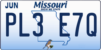 MO license plate PL3E7Q