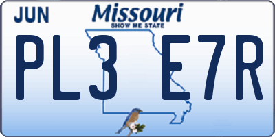 MO license plate PL3E7R