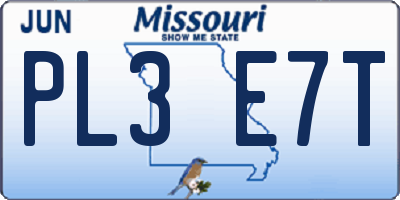 MO license plate PL3E7T