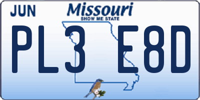 MO license plate PL3E8D