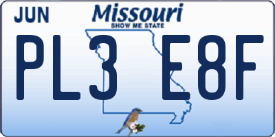 MO license plate PL3E8F
