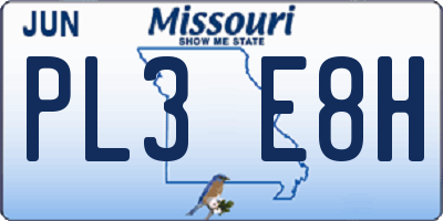 MO license plate PL3E8H