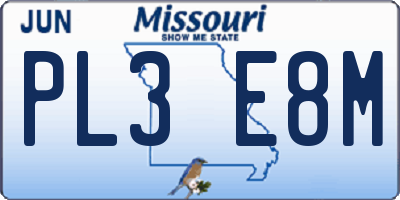 MO license plate PL3E8M