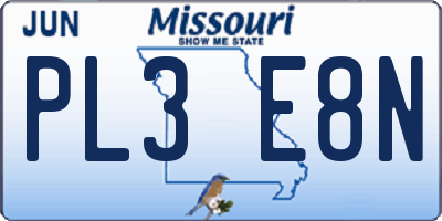 MO license plate PL3E8N