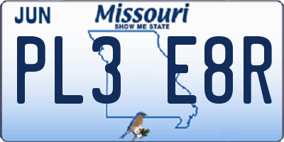 MO license plate PL3E8R