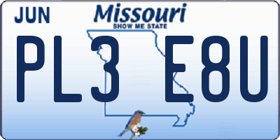 MO license plate PL3E8U