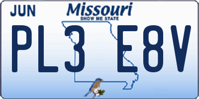 MO license plate PL3E8V