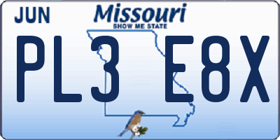 MO license plate PL3E8X