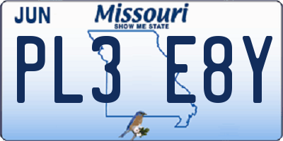 MO license plate PL3E8Y