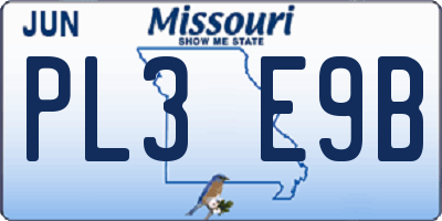 MO license plate PL3E9B