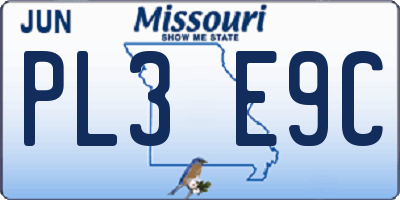 MO license plate PL3E9C