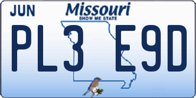 MO license plate PL3E9D
