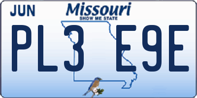 MO license plate PL3E9E