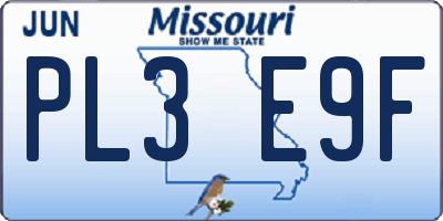 MO license plate PL3E9F