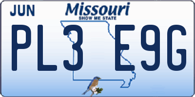 MO license plate PL3E9G