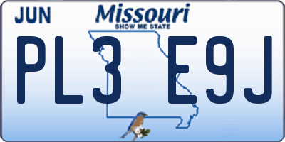 MO license plate PL3E9J