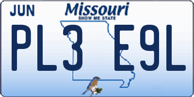 MO license plate PL3E9L