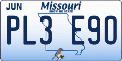 MO license plate PL3E9O
