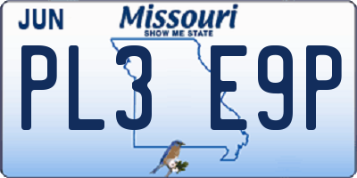MO license plate PL3E9P