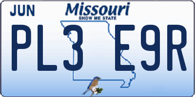 MO license plate PL3E9R