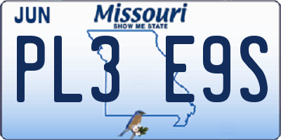 MO license plate PL3E9S