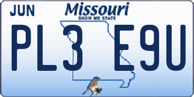 MO license plate PL3E9U