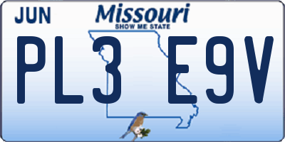 MO license plate PL3E9V