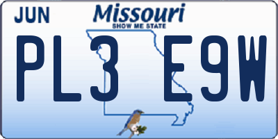 MO license plate PL3E9W