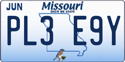 MO license plate PL3E9Y