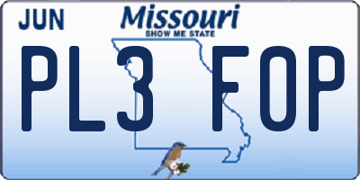 MO license plate PL3F0P