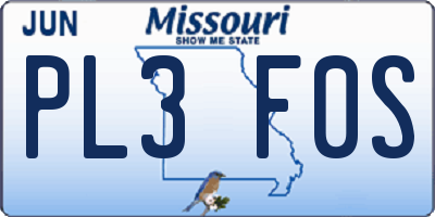 MO license plate PL3F0S
