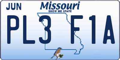 MO license plate PL3F1A