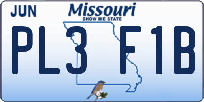 MO license plate PL3F1B