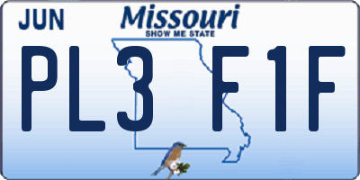 MO license plate PL3F1F