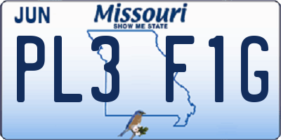 MO license plate PL3F1G