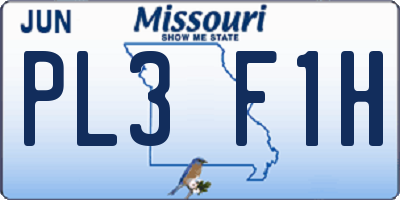 MO license plate PL3F1H