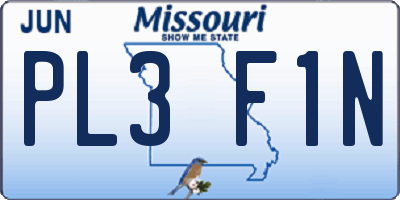 MO license plate PL3F1N