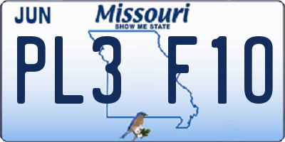 MO license plate PL3F1O