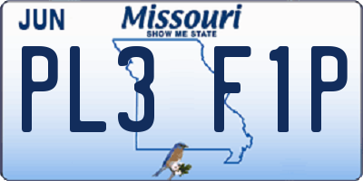 MO license plate PL3F1P