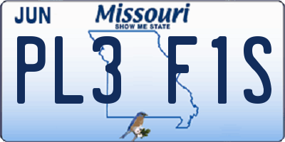 MO license plate PL3F1S