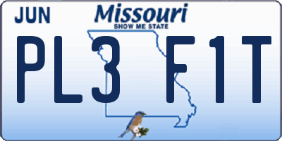 MO license plate PL3F1T