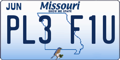 MO license plate PL3F1U