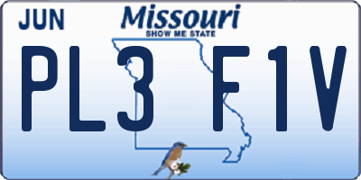 MO license plate PL3F1V